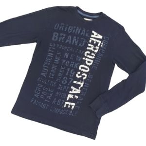 Aeropostale Long Sleeve Tee Logo Print Dark Blue Size Small